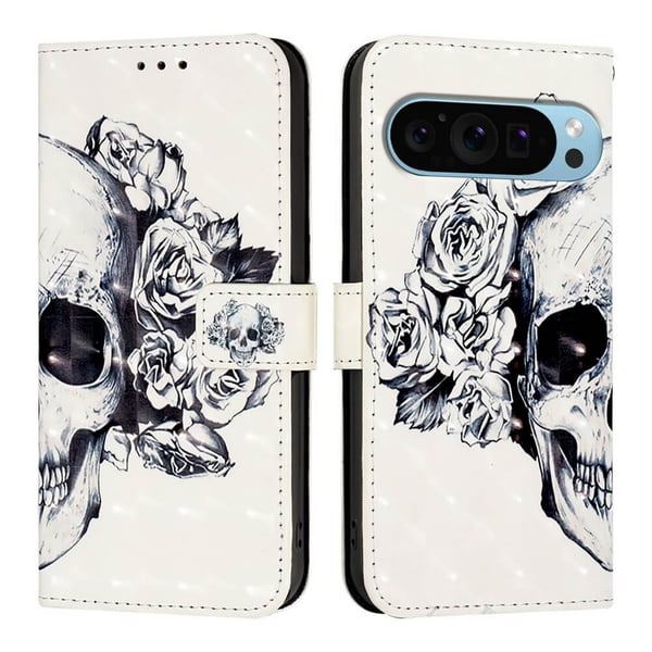 Pung Etui Google Pixel 10 Pro - Dødningehoved / Roser