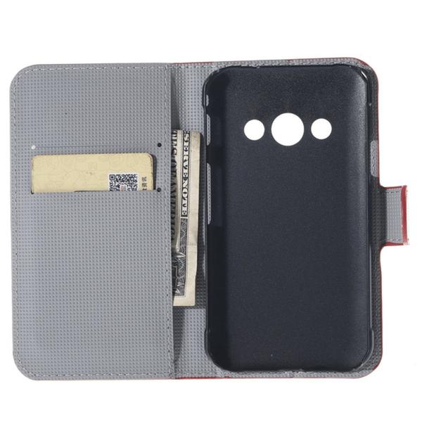 Pung Etui Samsung Xcover 3 (SM-G388F) - Sort med Blomster