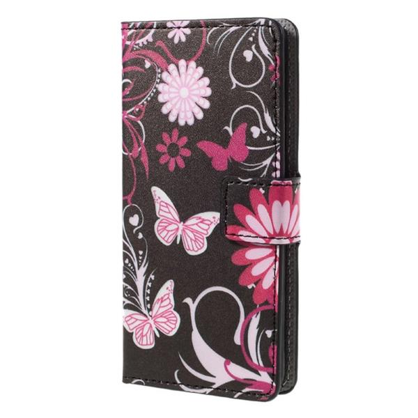 Pung Etui Sony Xperia XZ1 Compact - Sort med Sommerfugle