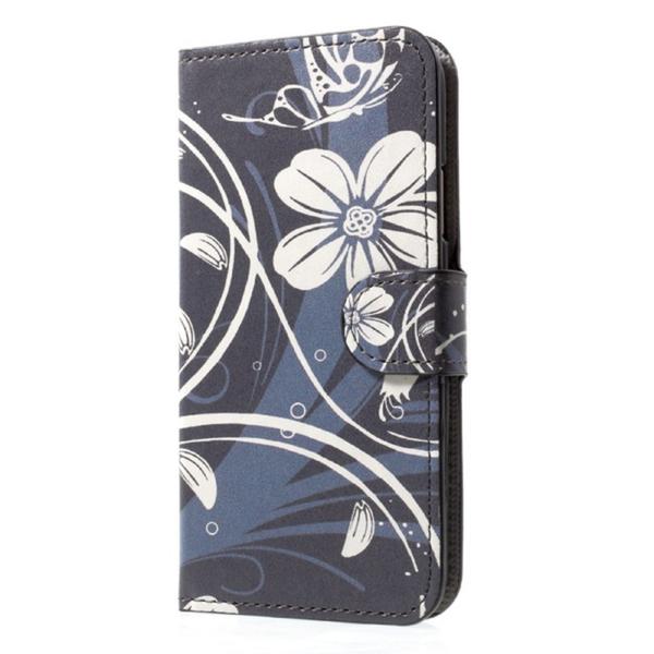 Pung Etui iPhone X / iPhone Xs - Sort med Blomster