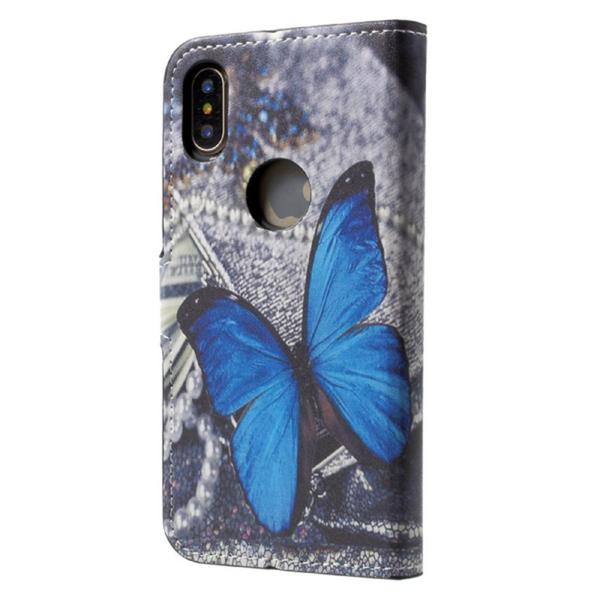 Pung Etui iPhone X / iPhone Xs - Blå Sommerfugl