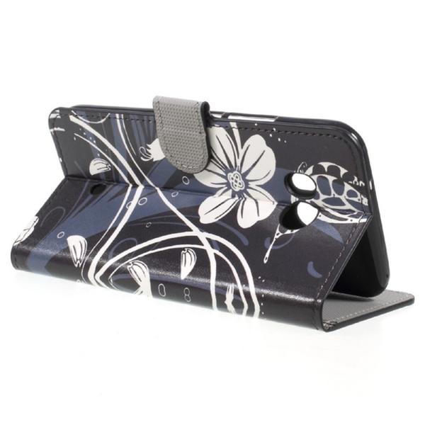 Pung Etui HTC U11 - Sort med Blomster