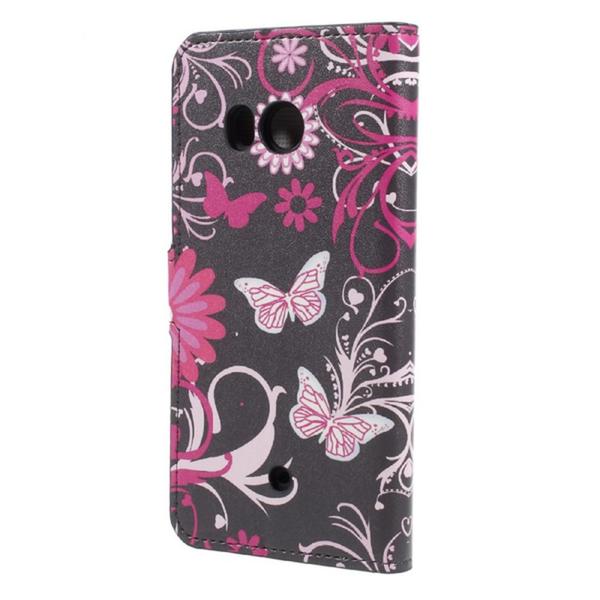 Pung Etui HTC U11 - Sort med Sommerfugle