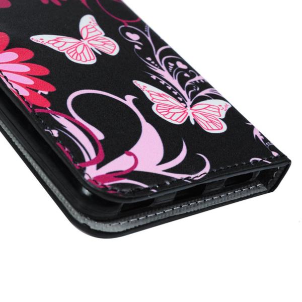 Pung Etui Huawei Y6 2017 - Sort med Sommerfugle