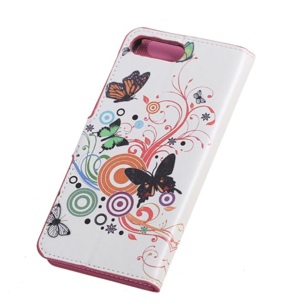 Pung Etui Apple iPhone 8 Plus - Hvid med Sommerfugle
