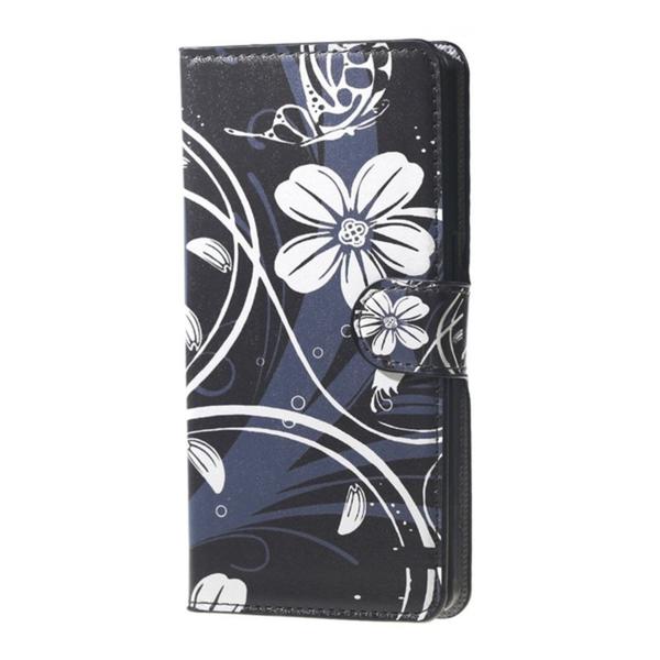 Pung Etui Apple iPhone 8 Plus – Sort med Blomster
