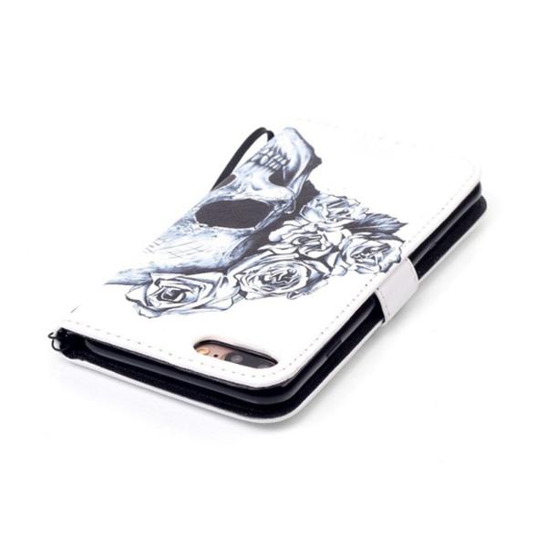 Pung Etui Apple iPhone 8 Plus – Dødningehoved / Roser