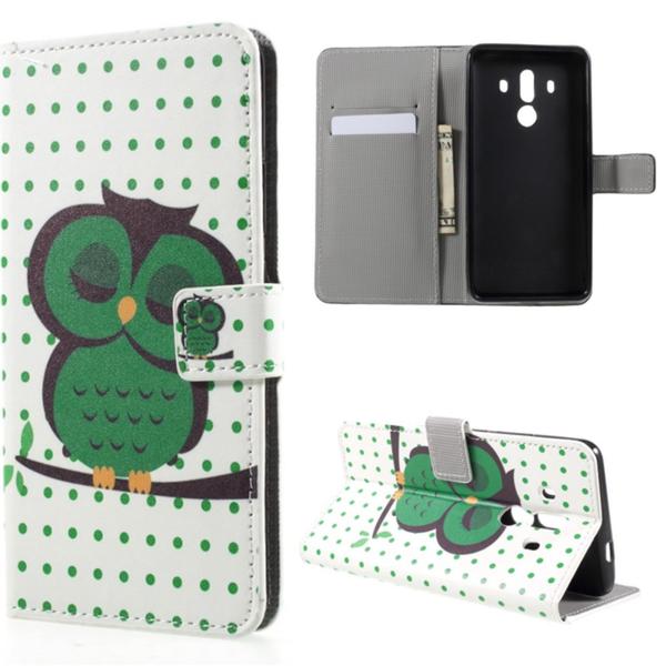 Pung Etui Huawei Mate 10 Pro – Prikket med Ugle Pung Etui Huawei Mate 10 Pro – Prikket med Ugle