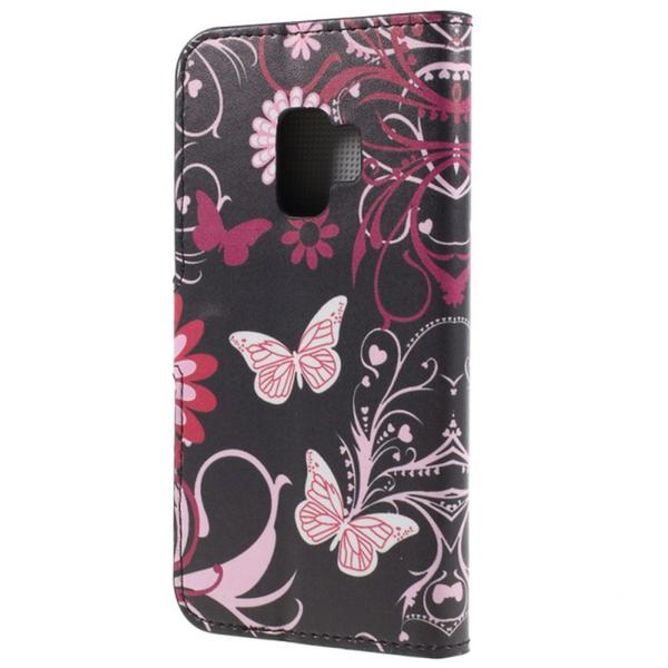 Pung Etui Samsung Galaxy S9 - Sort med Sommerfugle