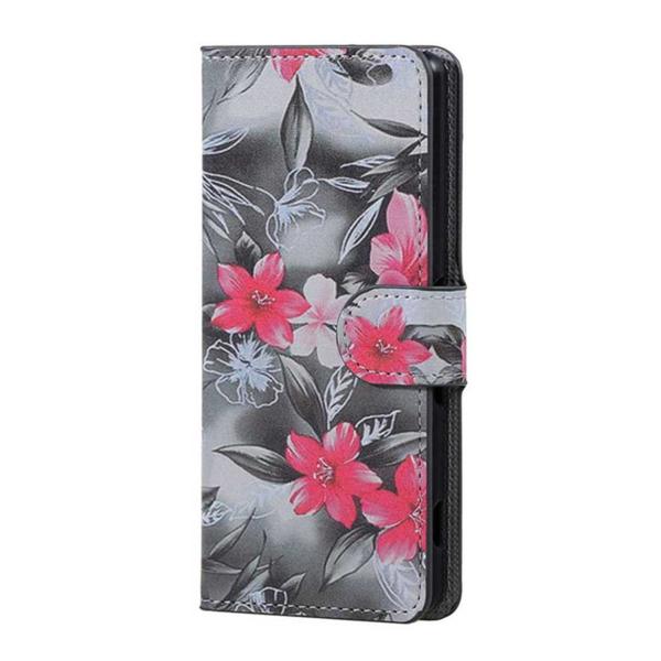 Lompakkokotelo Huawei P20 – Mustavalkoinen kukkakuvio