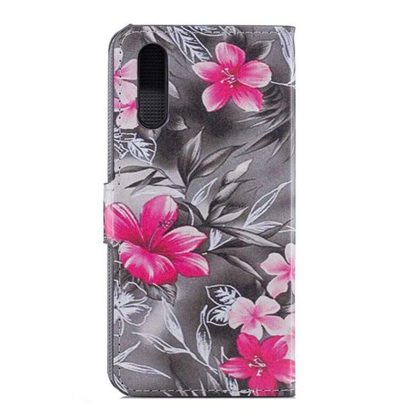 Lompakkokotelo Huawei P20 – Mustavalkoinen kukkakuvio