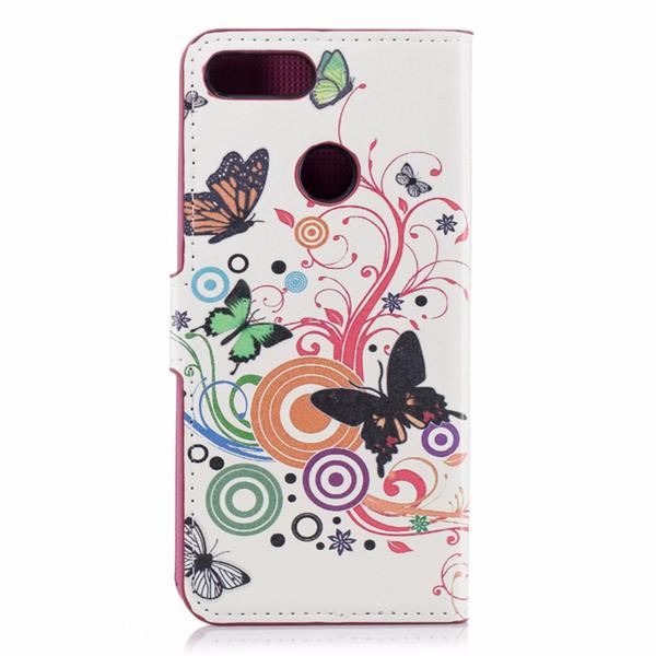 Lompakkokotelo Huawei P Smart (2018) - Valkoinen perhosilla