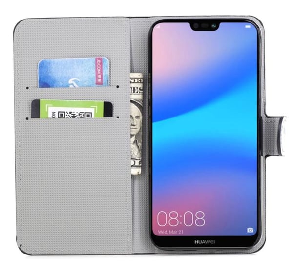 Lompakkokotelo Huawei P20 Lite - Pilkullinen Pöllöllä
