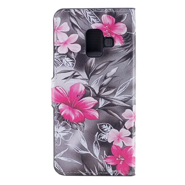 Lompakkokotelo Samsung Galaxy A6 (2018) - Mustavalkoinen kukkakuvio