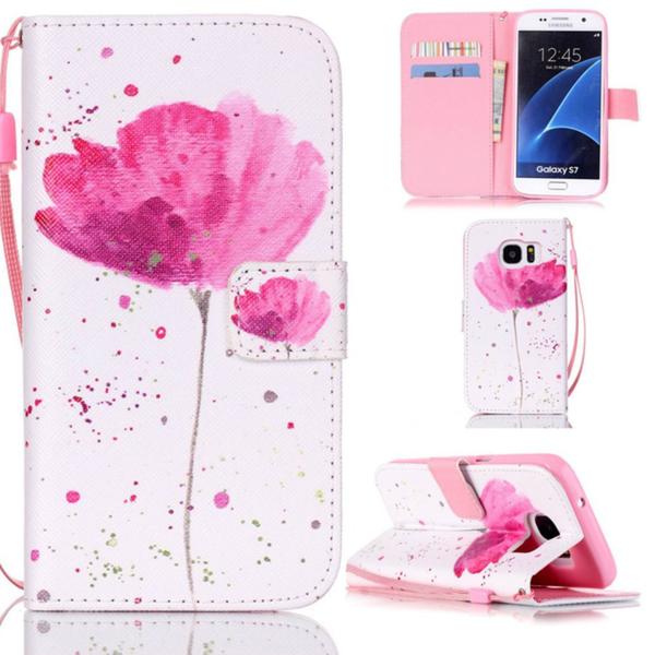 Pung Etui Samsung Galaxy S7 – Rosa Blomst