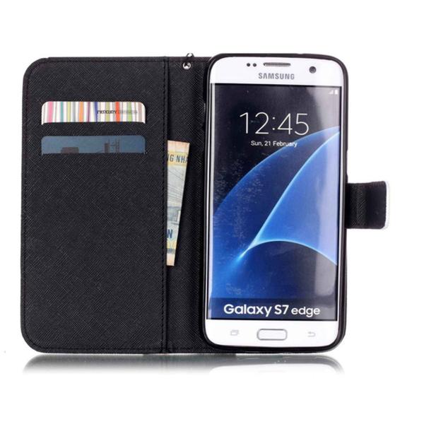 Pung Etui Samsung Galaxy S7 Edge – Dødningehoved / Roser