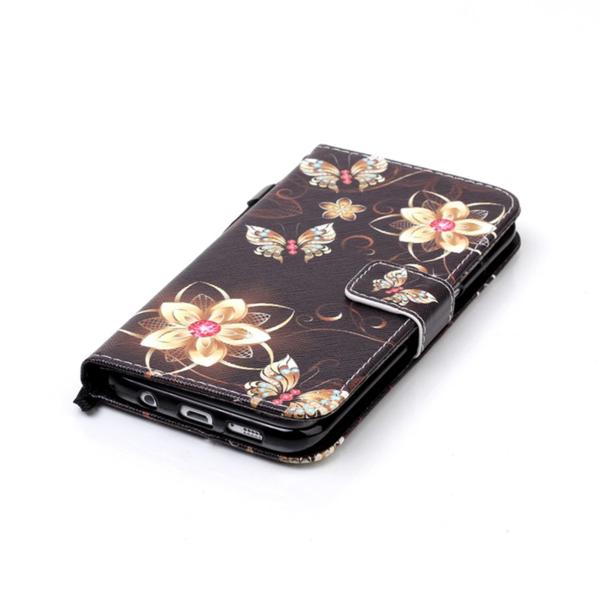 Pung Etui Samsung Galaxy S7 Edge – Blomster i Guld