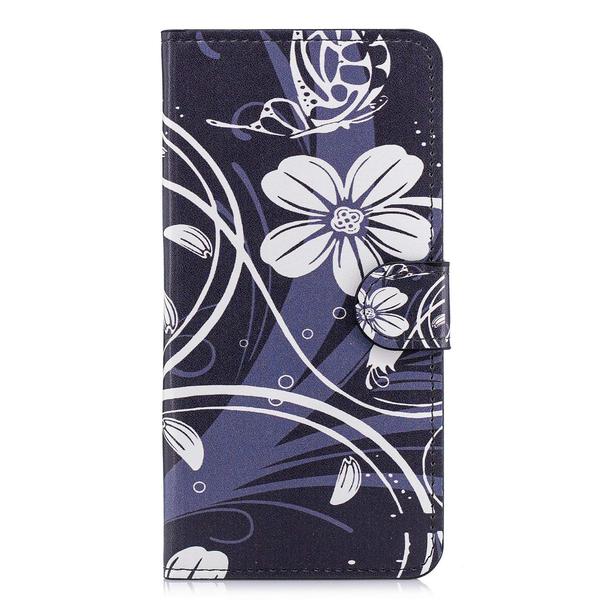 Pung Etui Apple iPhone XR - Sort med Blomster