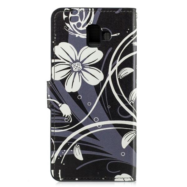 Pung Etui Samsung Galaxy J6 Plus - Sort med Blomster