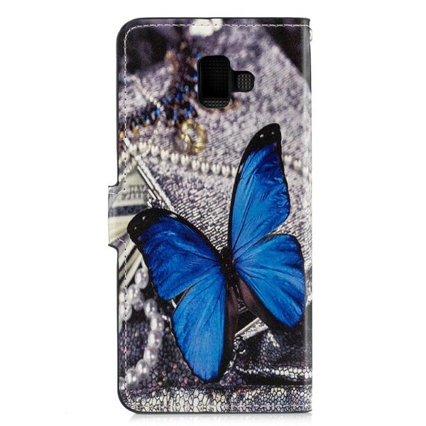 Pung Etui Samsung Galaxy J6 Plus - Blå Sommerfugl
