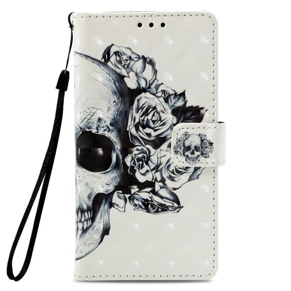 Lompakkokotelo Huawei Y6 2018 – Pääkallo / Ruusut