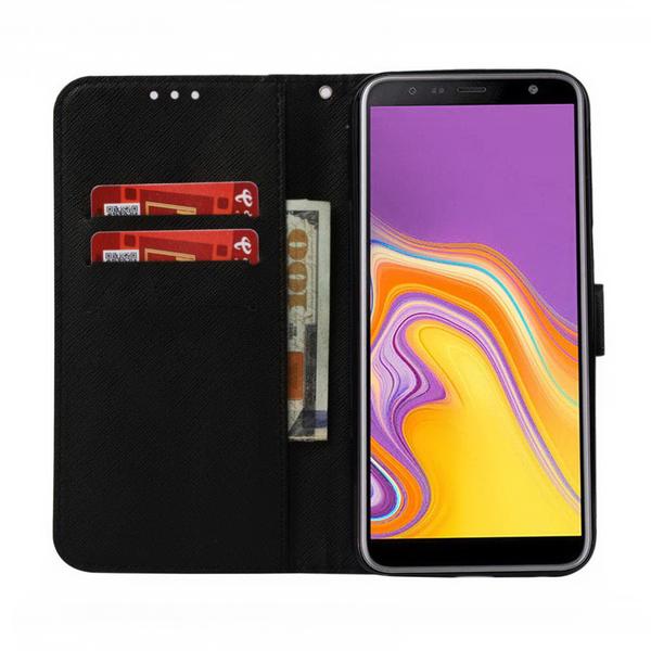 Pung Etui Samsung Galaxy J4 Plus – Dødningehoved / Roser