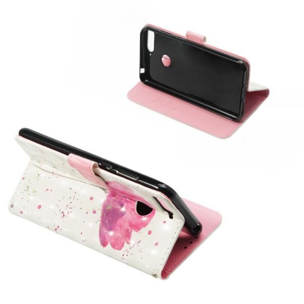 Pung Etui Huawei Y6 2018 – Rosa Blomst