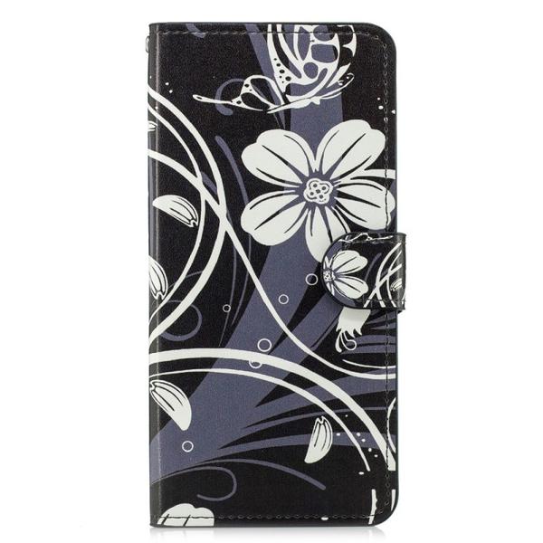 Pung Etui Samsung Galaxy S10 Plus - Sort med Blomster