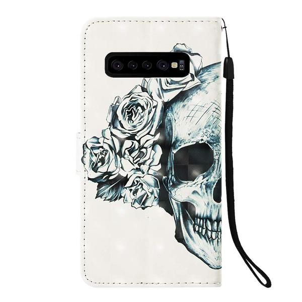 Lompakkokotelo Samsung Galaxy S10 Plus – Pääkallo / Ruusut