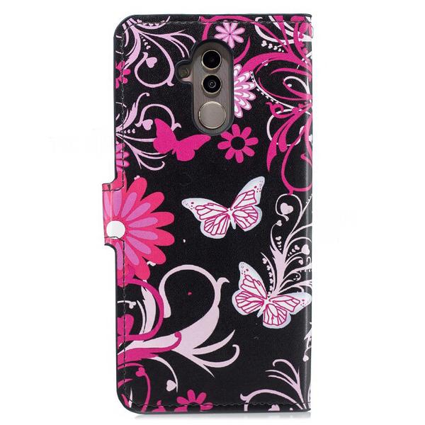 Pung Etui Huawei Mate 20 Lite - Sort med Sommerfugle