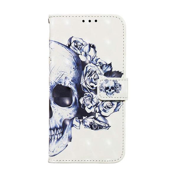 Lompakkokotelo Apple iPhone 11 Pro Max – Pääkallo / Ruusut