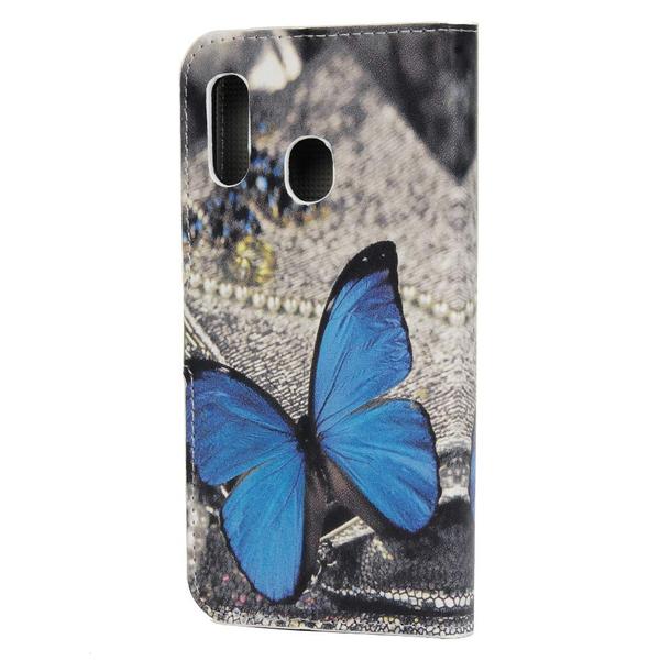 Pung Etui Samsung Galaxy A20e - Blå Sommerfugl