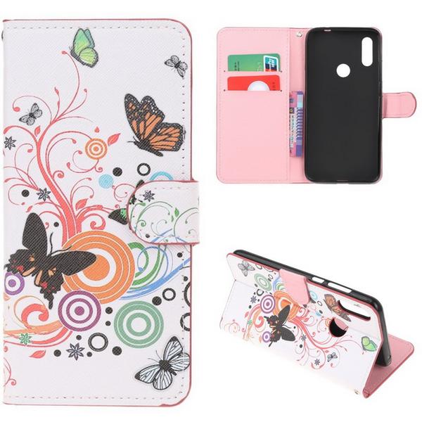 Lompakkokotelo Huawei Y6 2019 - Valkoinen perhosilla