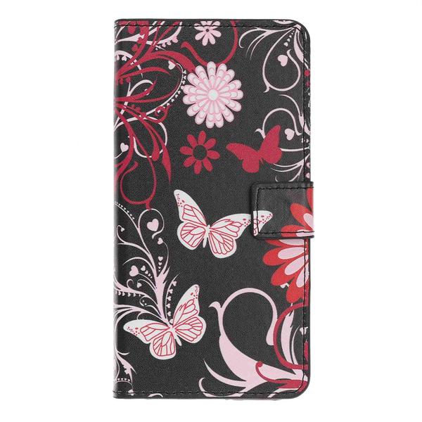 Pung Etui Samsung Galaxy Note 10 - Sort med Sommerfugle