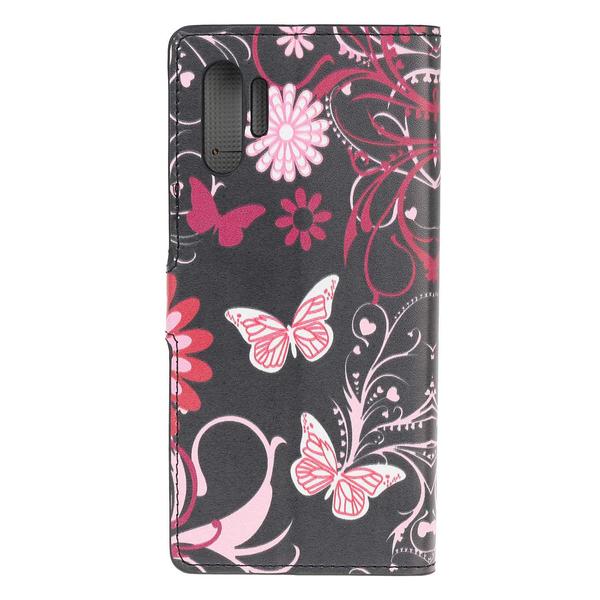 Pung Etui Samsung Galaxy Note 10 Plus - Sort med Sommerfugle