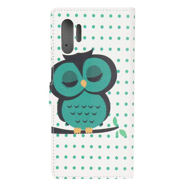 Lompakkokotelo Samsung Galaxy Note 10 Plus - Pilkullinen Pöllöllä