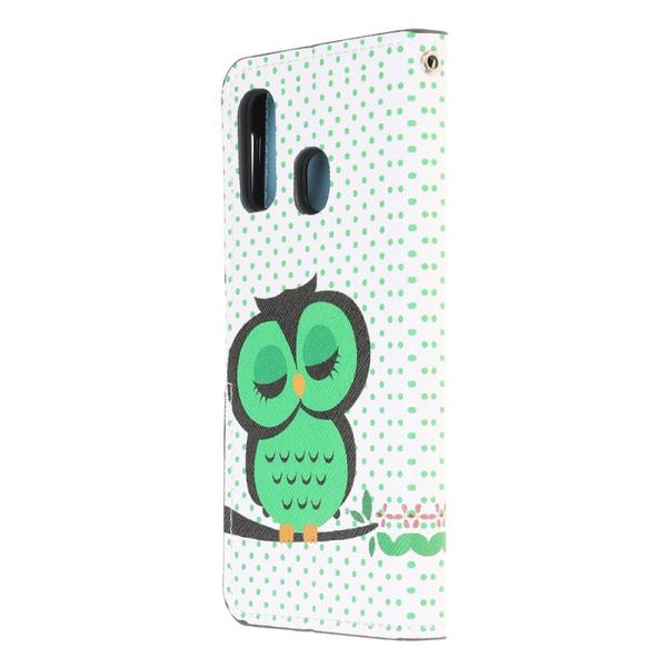 Lompakkokotelo Huawei P30 Lite - Pilkullinen Pöllöllä