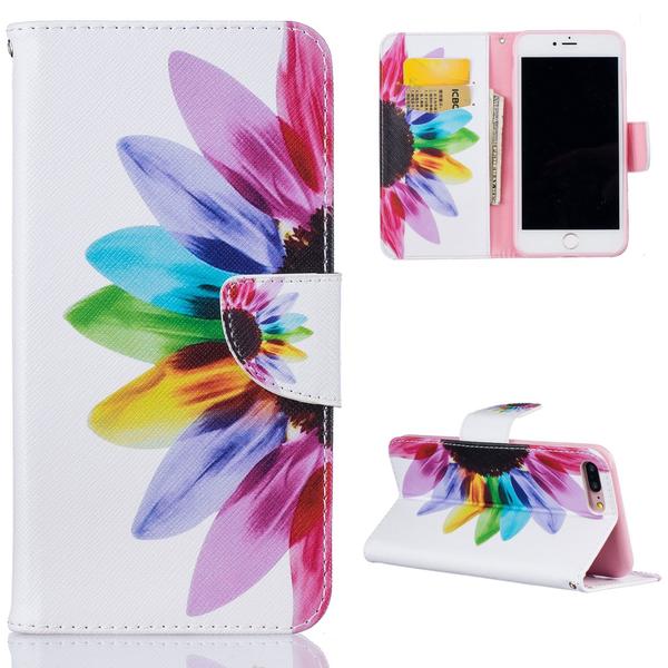 Pung Etui Apple iPhone 8 Plus – Farverig Blomst Pung Etui Apple iPhone 8 Plus – Farverig Blomst