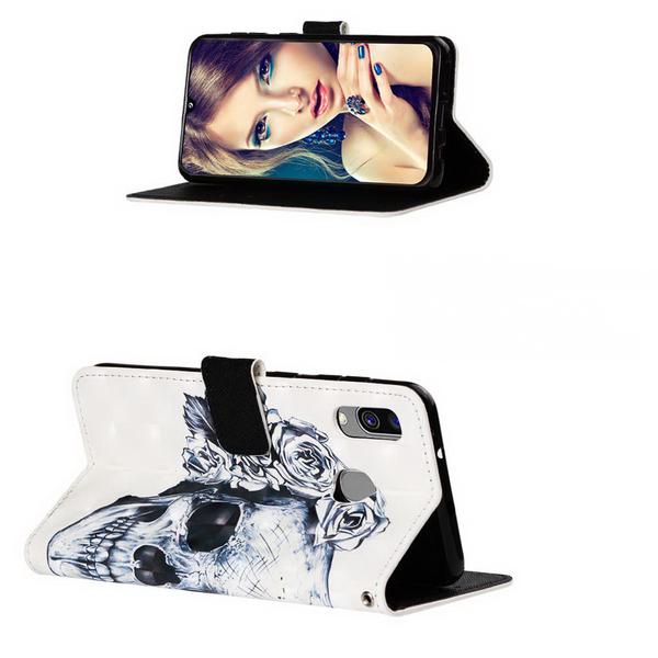 Pung Etui Samsung Galaxy A40 – Dødningehoved / Roser