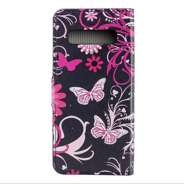 Pung Etui Samsung Galaxy S10 - Sort med Sommerfugle