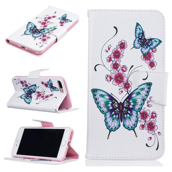 Pung Etui Apple iPhone 8 Plus – Sommerfugle og Blomster