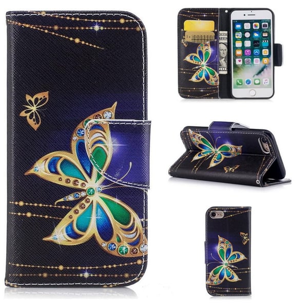 Pung Etui Apple iPhone 8 – Guldsommerfugl