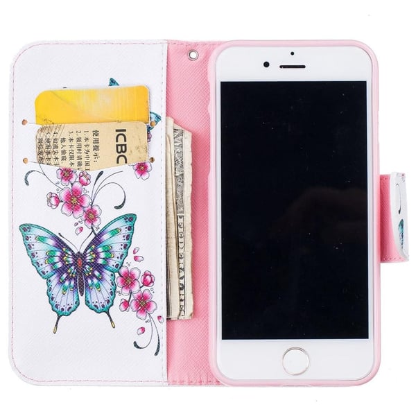 Pung Etui Apple iPhone 8 – Sommerfugle og Blomster