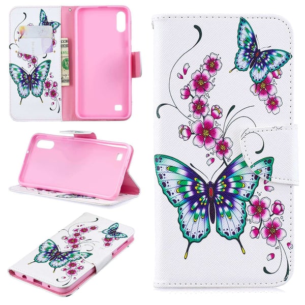 Pung Etui Samsung Galaxy A10 – Sommerfugle og Blomster