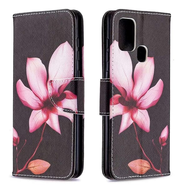 Pung Etui Samsung Galaxy A21s – Rosa Blomst
