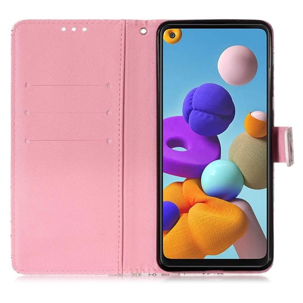 Pung Etui Samsung Galaxy A21s – Rosa Blomst