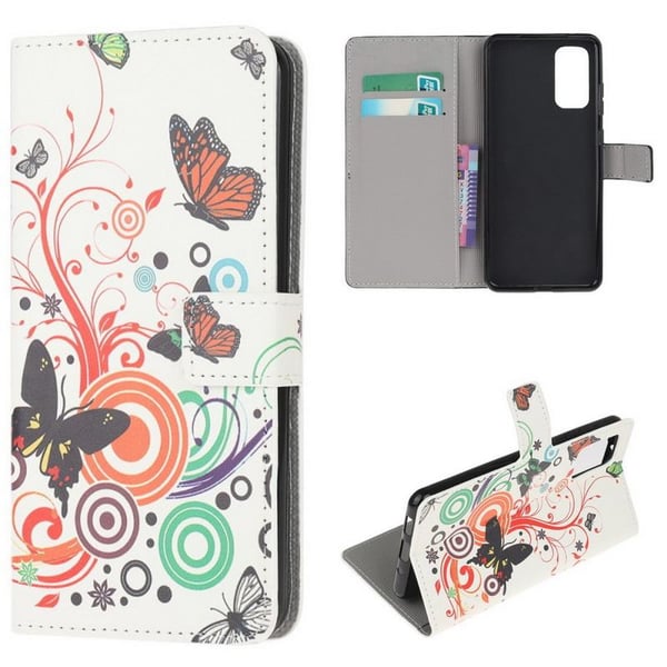 Pung Etui Samsung Galaxy S20 FE - Hvid med Sommerfugle
