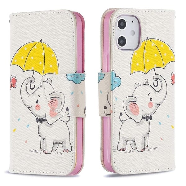 Pung Etui Apple iPhone 12 – Elefant med Paraply
