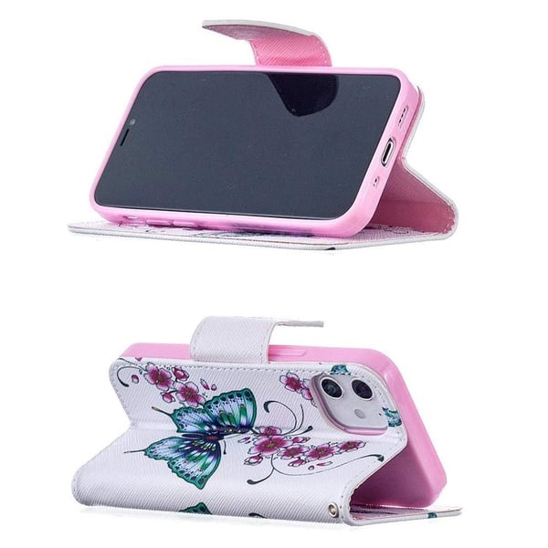 Pung Etui Apple iPhone 12 – Sommerfugle og Blomster