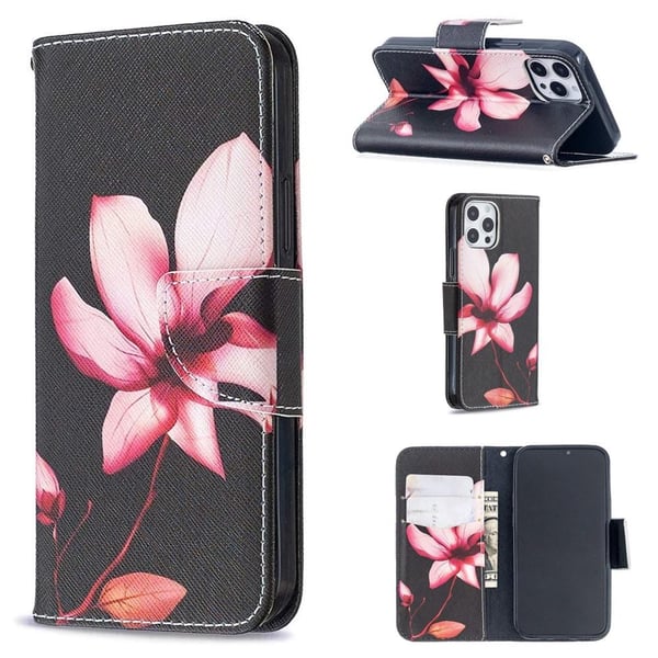 Lompakkokotelo iPhone 12 Pro - Vaaleanpunainen Kukka